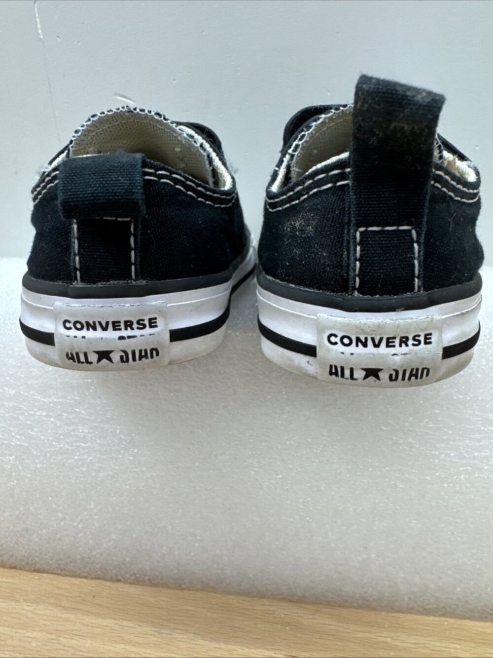 Converse Infant Black All Star Shoes 4 Double Strap Casual Canvas Sneakers - Picture 4 of 11